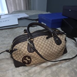 Gucci Exclusive Brown Monogram Canvas Satchel Bag